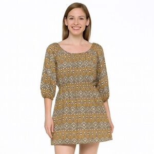 CREMIEUX Tan Print Dress Size XS